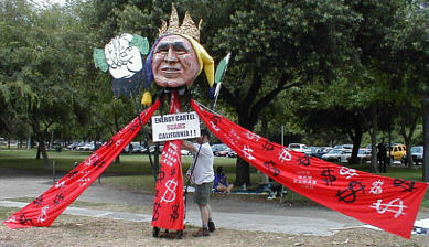 The Traitors play live on a flatbed truck, through a solar powered PA, in an anti-fraudulent energy crisis, anti-Bush demonstration, Long Beach CA, July 4, 2001 - CLICK FOR NEXT IMAGE